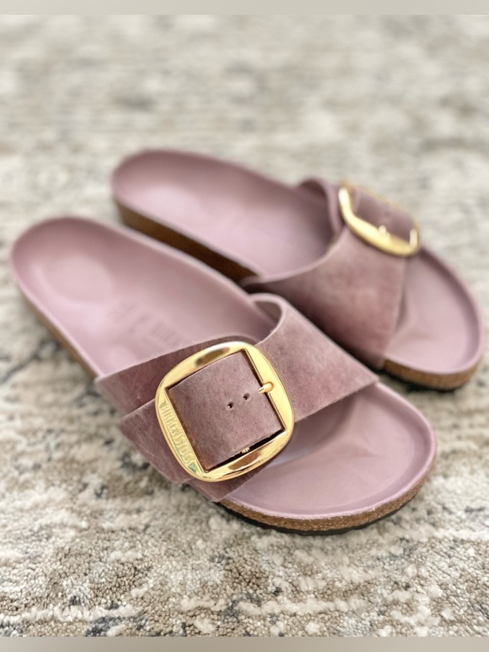 Birkenstock Madrid Big Buckle Slide Sandals Lavender Purple Gold Exquisite Rare - Picture 3 of 7